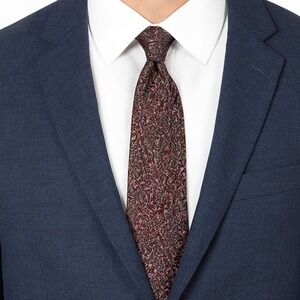 Saliari Red‎ Black Leaf Pattern Silk Tie 59 Length 3.75 Wide Italian Made